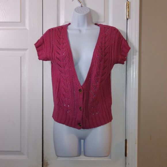 American Eagle Outfitters crochet button front cardigan Sz M - Picture 1 of 5